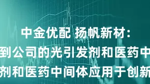 中金优配 扬帆新材：暂未了解到公司的光引发剂和医药中间体应用于创新药